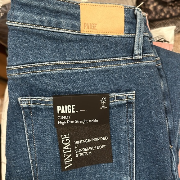 Paige Cindy High Rise Straight Ankle Raw Hem Buttonfly Jeans - Picture 7 of 8